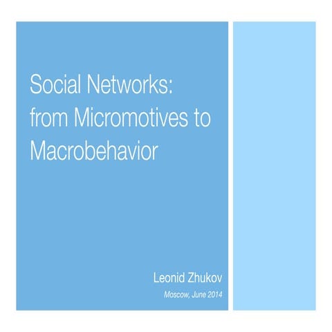 Social Networks: from Micromotives to Macrobehavior