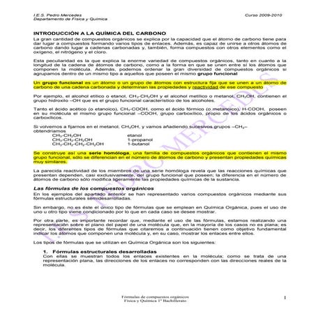 Fórmulas y nombres de compuestos orgánicos