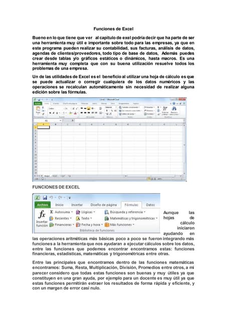 Funciones de excel