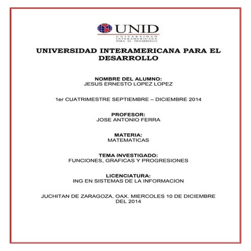 Funciones, graficas y progresiones