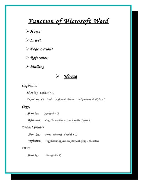 Function of microsoft word