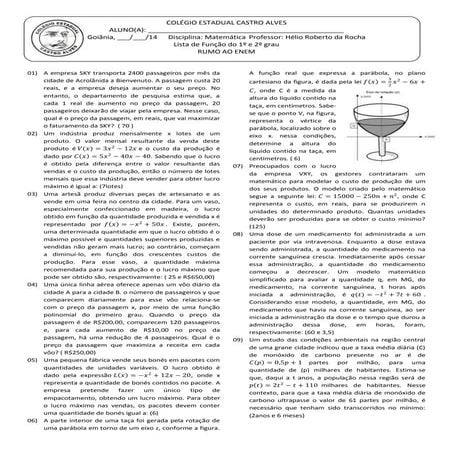 Função 1º e 2º grau