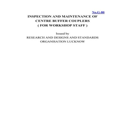 G 80. inspection and maintenance of centre buffer couplers ( for workshop sta...