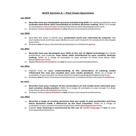 G325 Section A – past exam questions