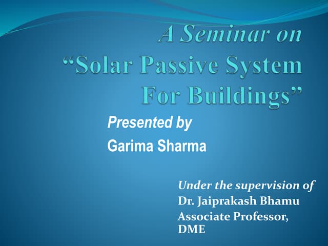 solar passive system  for buildings