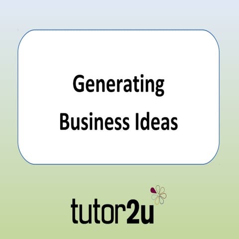 Generating Business Ideas for a Startup
