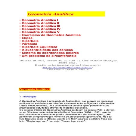 Geometria analitica exercicios resolvidos