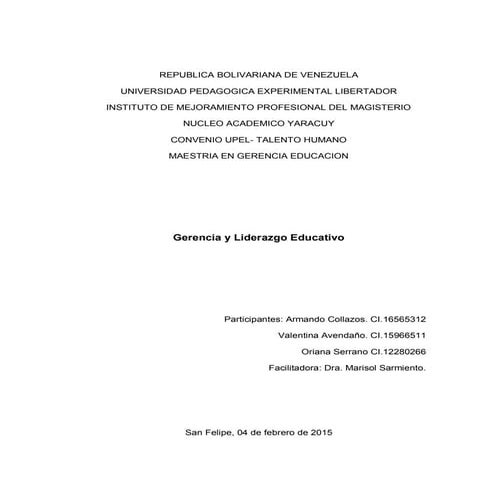 Gerencia y liderazgo educativo