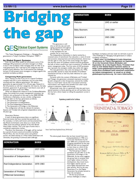 Talent Management and Managing Multi-Generations in the Caribbean Workplace