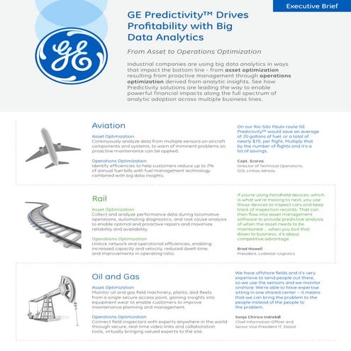 Drive Profitability with Big Data Analytics: from Asset to Operations Optimiz...