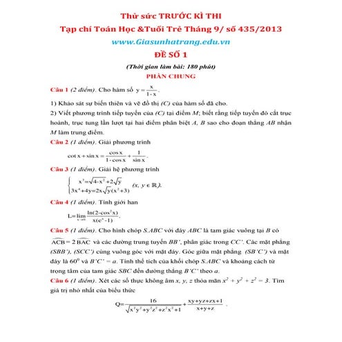 [Giasunhatrang.edu.vn]de so 1 toan hoc tuoi tre