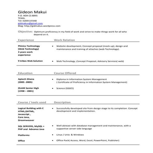 Gideon Makui Cv