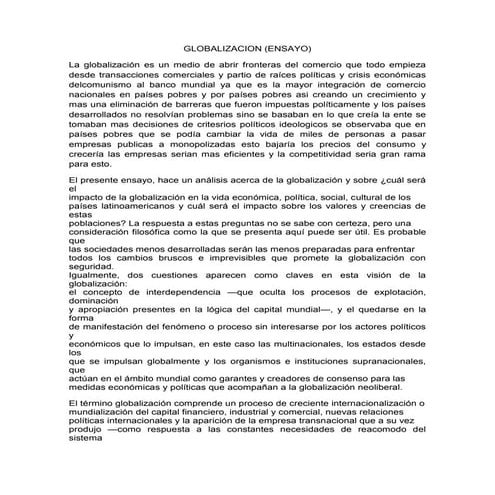 Globalizacion ensayo