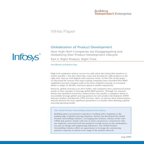 Infosys - Global Product Development White Paper | Stewardship Solutions