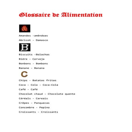 Glossaire de alimentation
