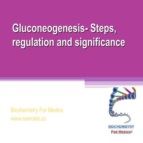 Gluconeogenesis- Steps, Regulation and clinical significance