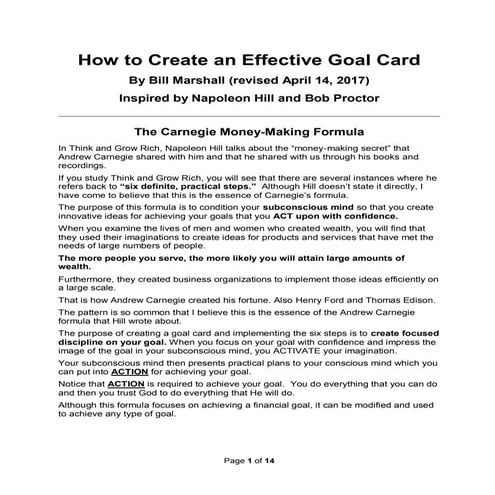 How to Create an Effective Goal Card