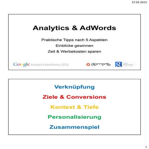 Google Analytics Konferenz 2015_Analytics und AdWords - das Dreamteam_Sommere...