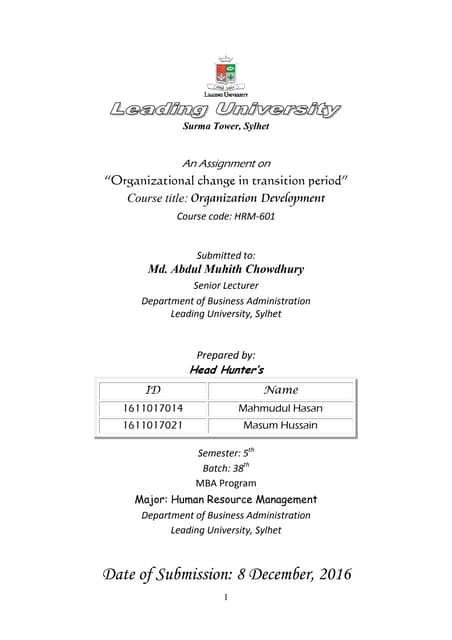 Organizational change in transition period