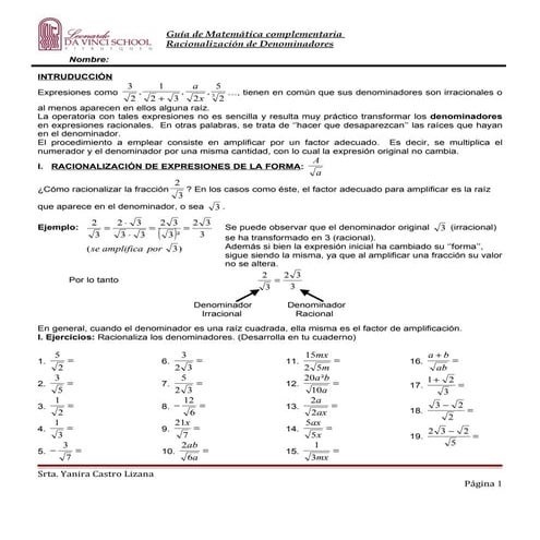 Guía racionalizacion complementaria