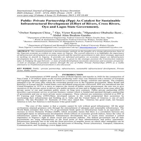 Public- Private Partnership (Ppp) As Catalyst for Sustainable Infrasstructura...