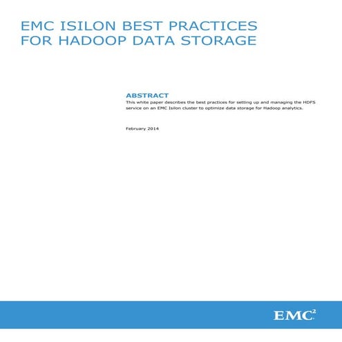 EMC Isilon Best Practices for Hadoop Data Storage