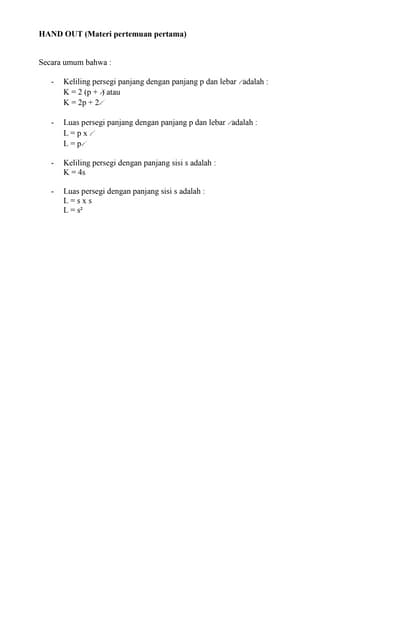 Hand out & lat soal bangun datar