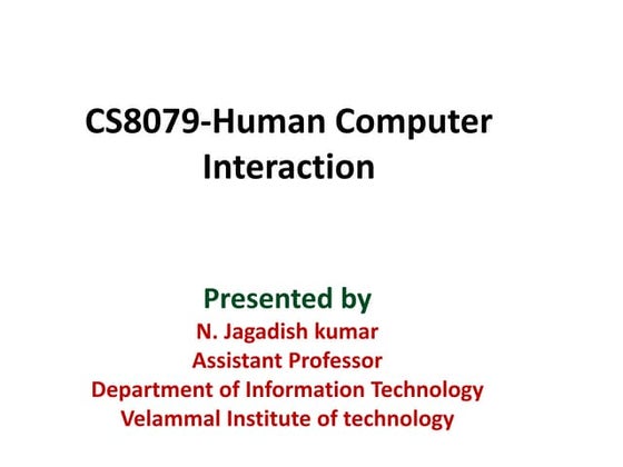 Human Computer Interaction Introduction