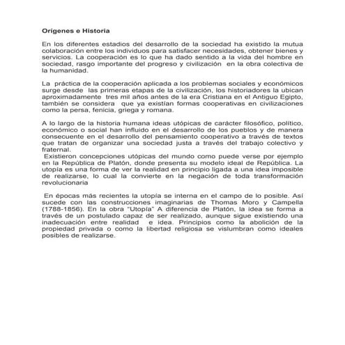 Historia de las sociedades cooperativas