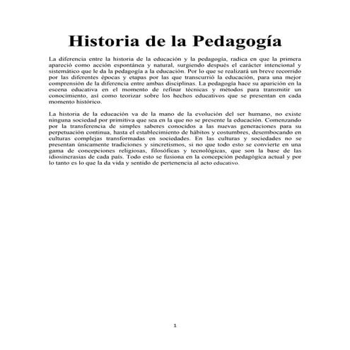 Historia de la pedagogía