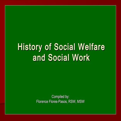 History of social welfare and social work