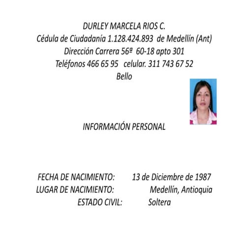 Hoja de vida marcela