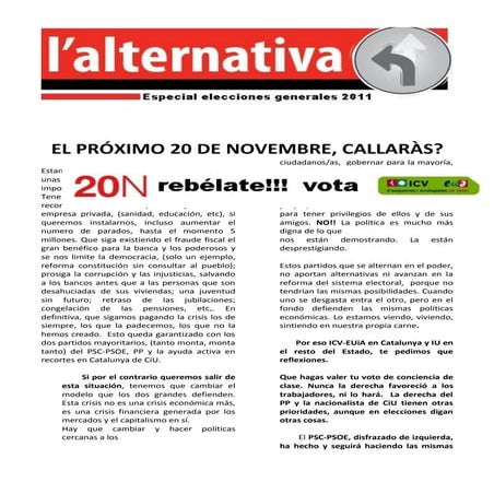 HOJA ELECTORAL ELECCIONES GENERALES 2011