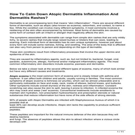 How To Calm Down Atopic Dermatitis Inflammation And Dermatitis Rashes?