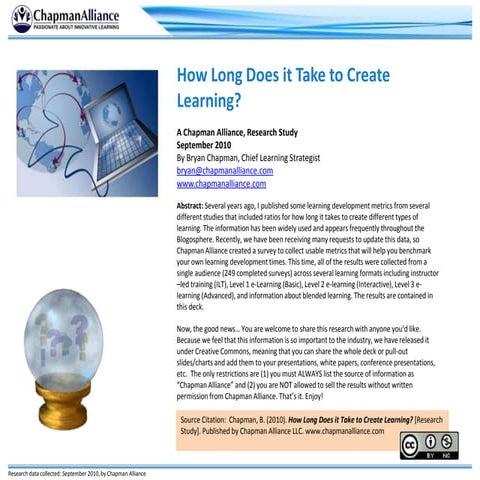 How Long Does it Take to Create Learning?