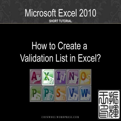 How to create a validation list in excel