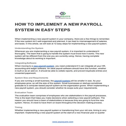 How to implement a new payroll system in easy steps