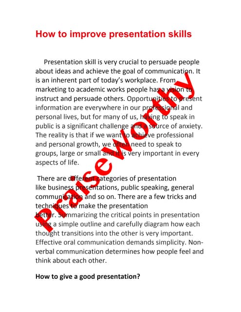 How to improve presentation skills
