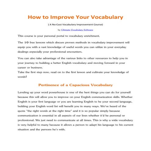 How To Improve Your Vocabulary