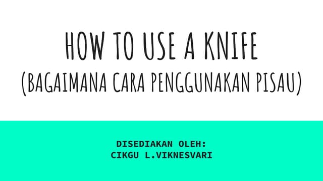 How To Use Knife (Cara Penggunaan Pisau Dengan Betul)