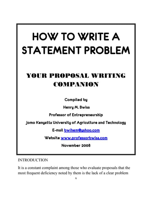 How to write a statement problem