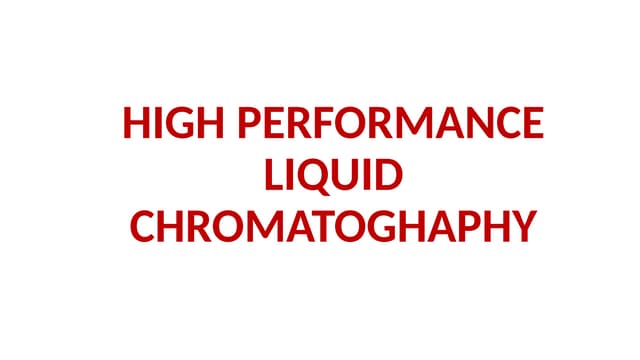 HPLC Pathology PG topic for exam High Imp