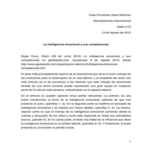 Resumen Inteligencia Emocional