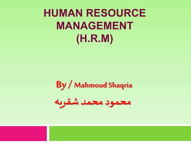 Human resources management