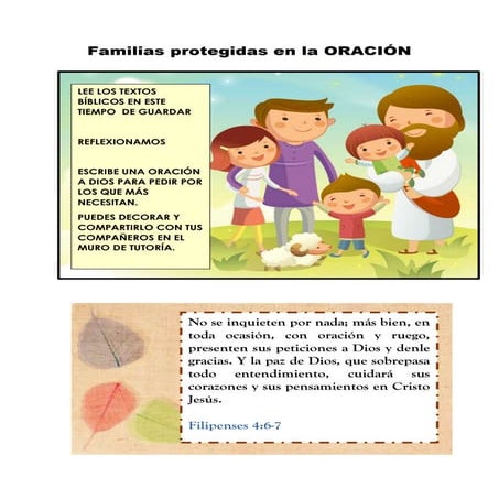 FAMILIAS PROTEGIDAS  POR LA ORACIÓN