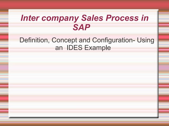 Inter Company Billing in SAP -Basics