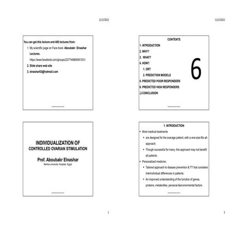 Individualisation of controlled ovarian stimulation