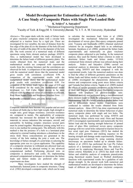 Model Development for Estimation of Failure Loads: A Case Study of Composite ...