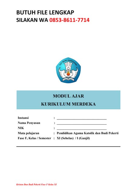 Download IKM Modul Ajar Katolik Kelas 11 Revisi Terbaru
