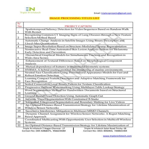 Image processing titles list dream web techno solutions